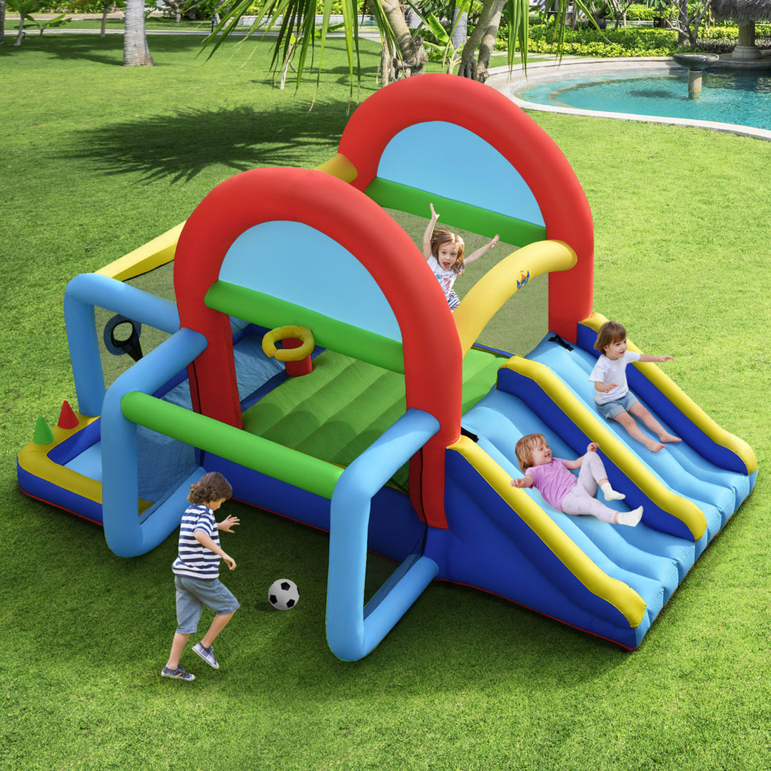 Kids Inflatable Bounce House Bouncer Castle w/ Double Slides Without Blower Image 3