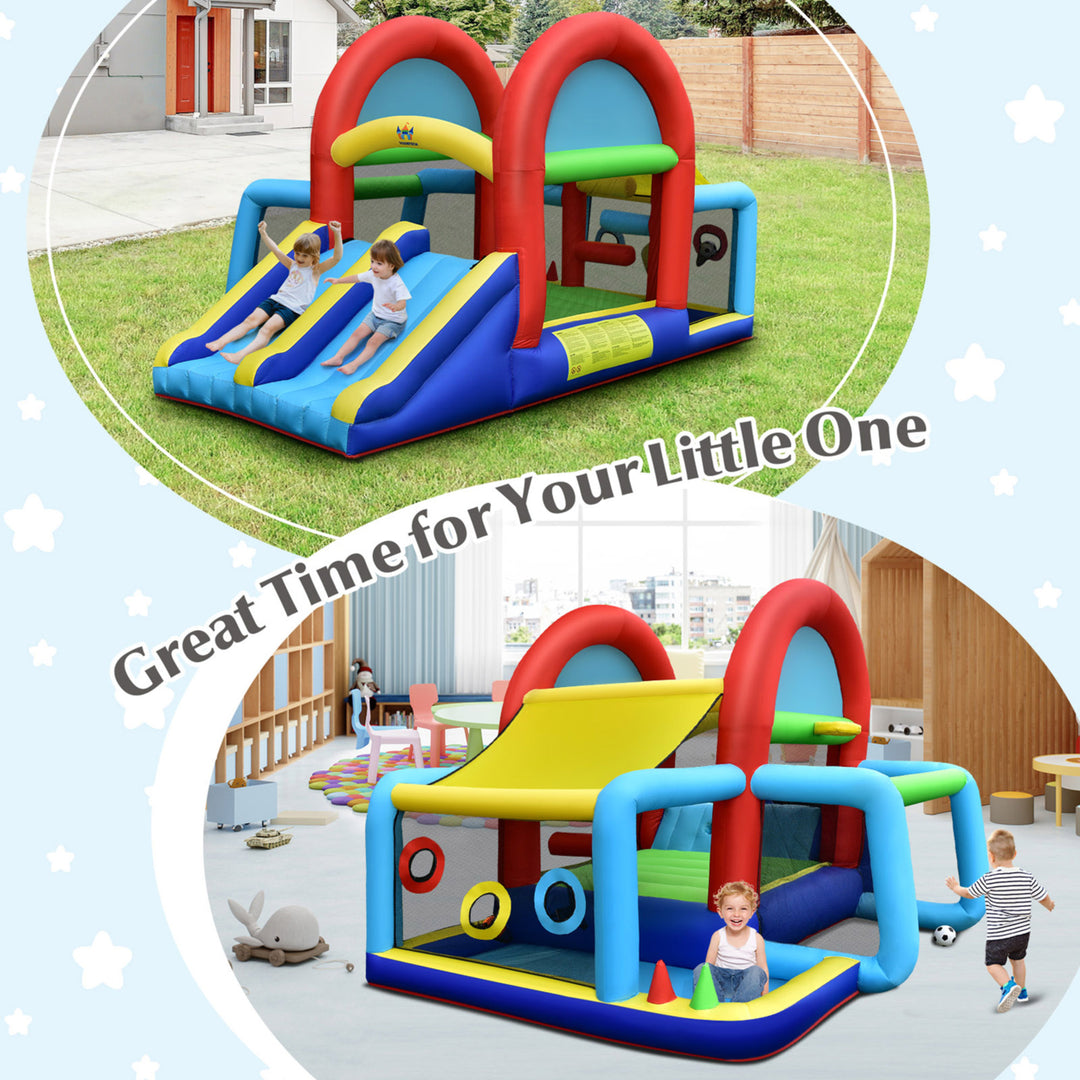 Kids Inflatable Bounce House Bouncer Castle w/ Double Slides Without Blower Image 4