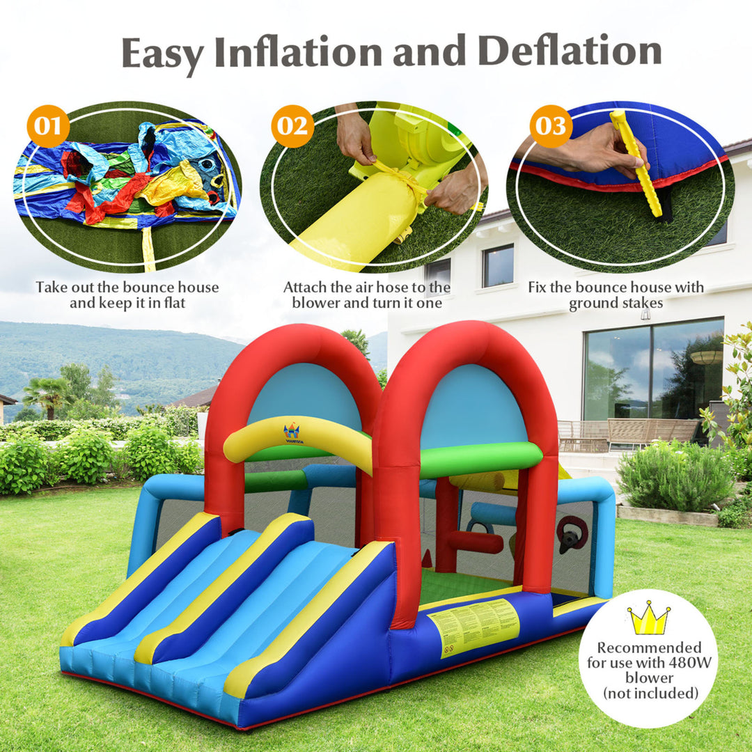 Kids Inflatable Bounce House Bouncer Castle w/ Double Slides Without Blower Image 8