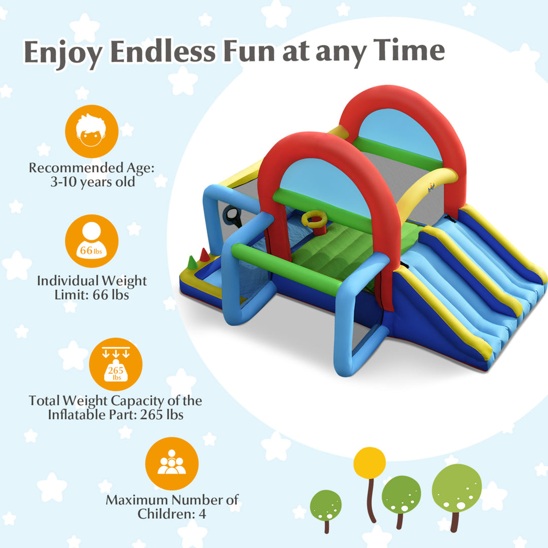 Kids Inflatable Bounce House Bouncer Castle w/ Double Slides Without Blower Image 9