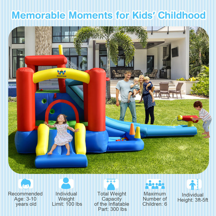 Kids Inflatable Bounce House Castle 9 in 1 Water Slide Park Without Blower Image 9