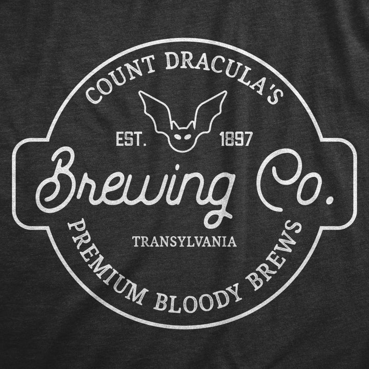 Womens Count Draculas Brewing Co T Shirt Funny Spooky Halloween Vampire Blood Tee For Ladies Image 2