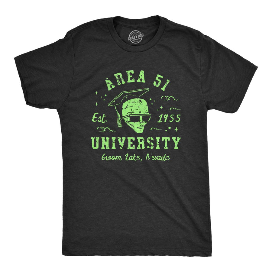 Mens Area 51 University T Shirt Funny Alien Conspiracy School Joke Tee For Guys Image 1