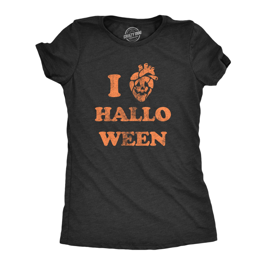 Womens I Heart Halloween T Shirt Funny Spooky Pumpkin Hollows Eve Lovers Tee For Ladies Image 1