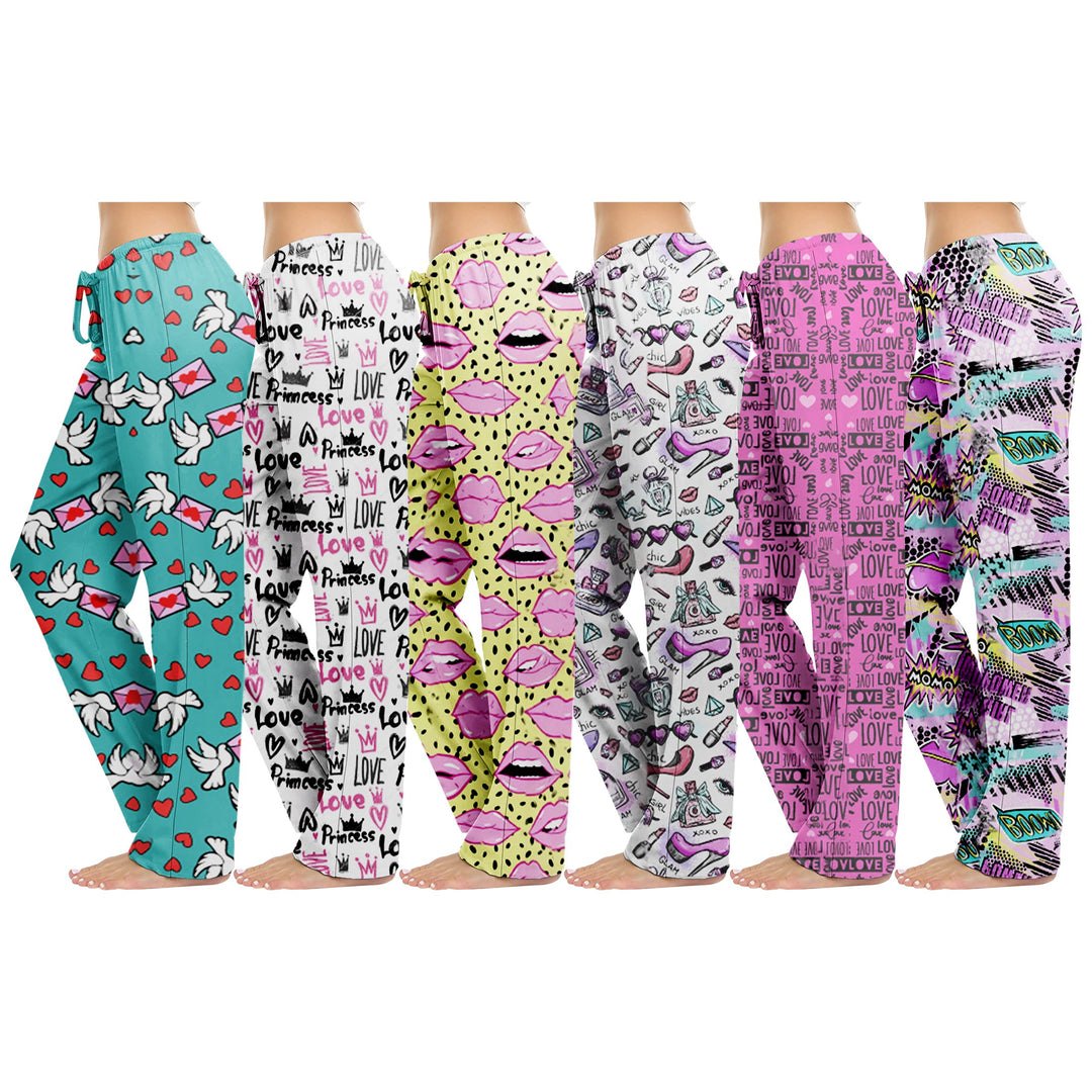 3-Pack Womens Comfy Printed Lounge Pajama Pants Soft Stretchy Sleepwear Image 3