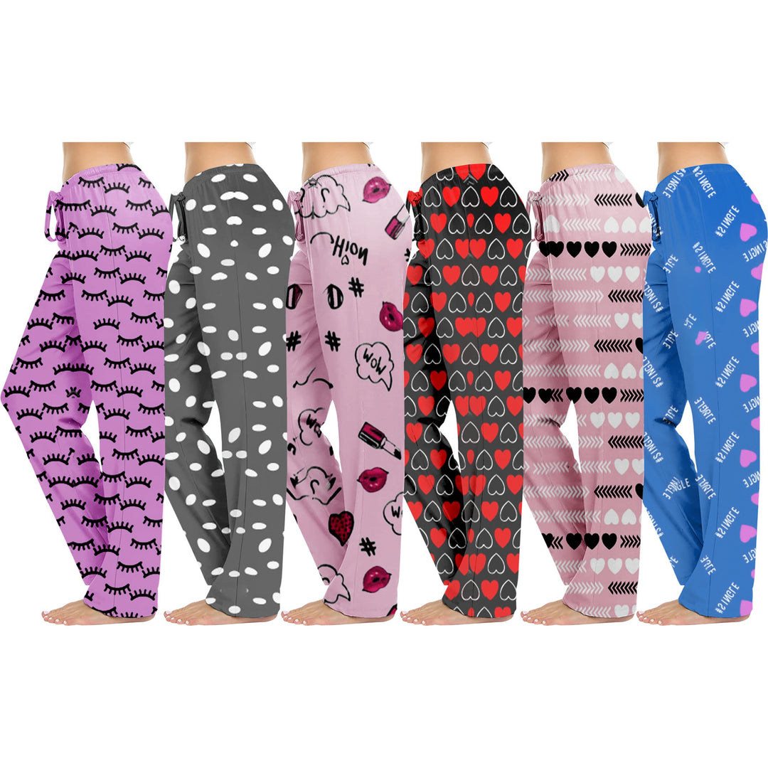 3-Pack Womens Comfy Printed Lounge Pajama Pants Soft Stretchy Sleepwear Image 4