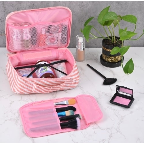 Stylish Cosmetic Organizer Bag Travel Case with **** Dividers in 3 Colors Image 1