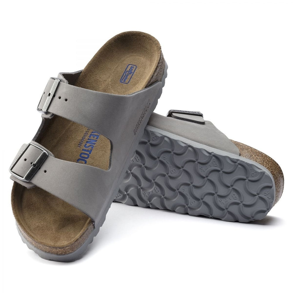 BIRKENSTOCK Arizona Soft Footbed Dove Gray Nubuck Leather Sandal Regular Width 1020877 Image 2