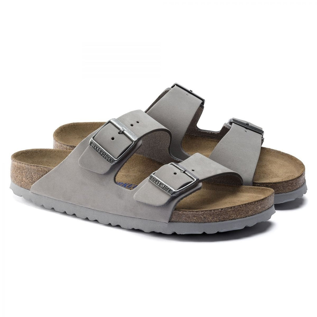 BIRKENSTOCK Arizona Soft Footbed Dove Gray Nubuck Leather Sandal Regular Width 1020877 Image 4