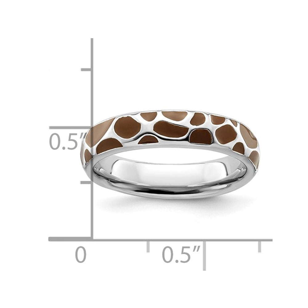 Sterling Silver Polished Enameled Animal Print Band Ring Image 4