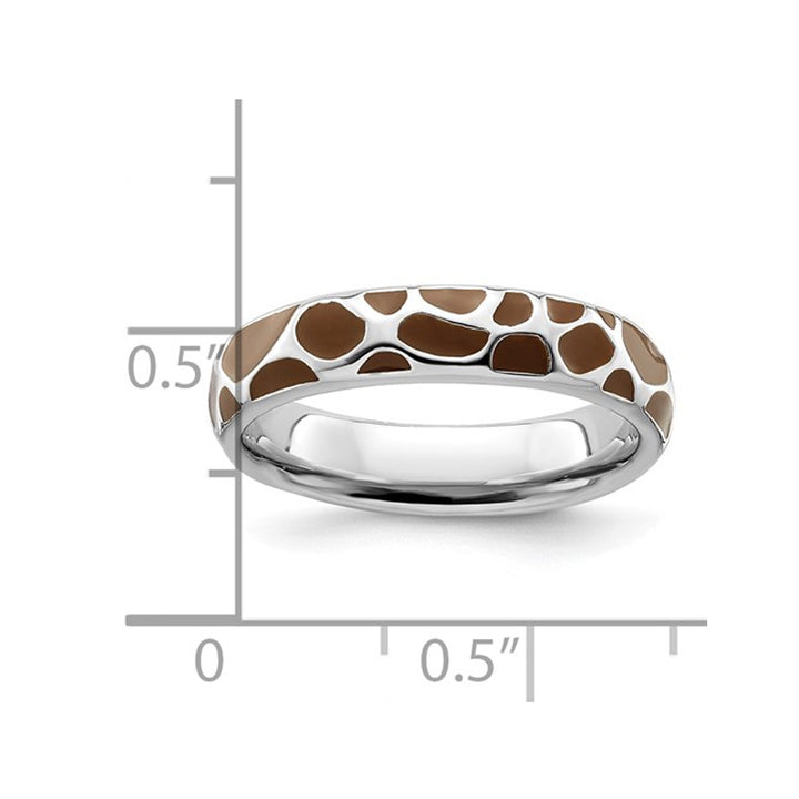 Sterling Silver Polished Enameled Animal Print Band Ring Image 4