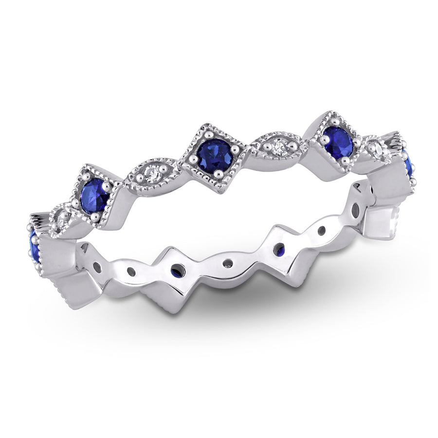 3/8 Carat (ctw) Lab-Created Blue Sapphire Eternity Band Ring in 10K White Gold Image 1