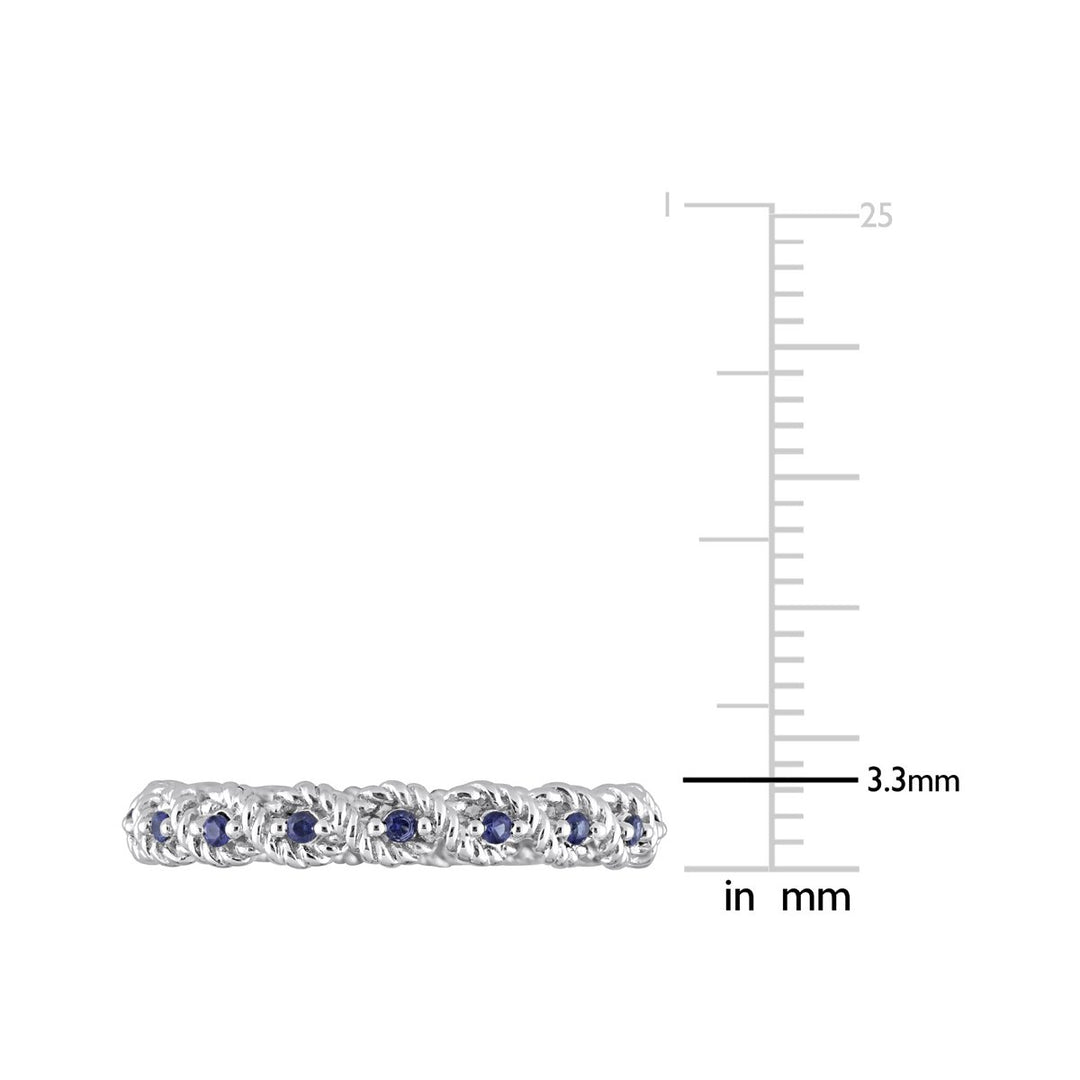 1/6 Carat (ctw) Lab-Created Blue Sapphire Eternity Band Ring in 10K White Gold Image 4