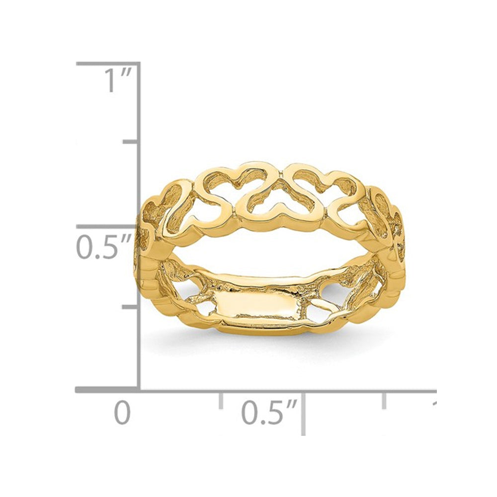 14K Yellow Gold Cut-Out Polished Heart Ring Band (SIZE 7) Image 3