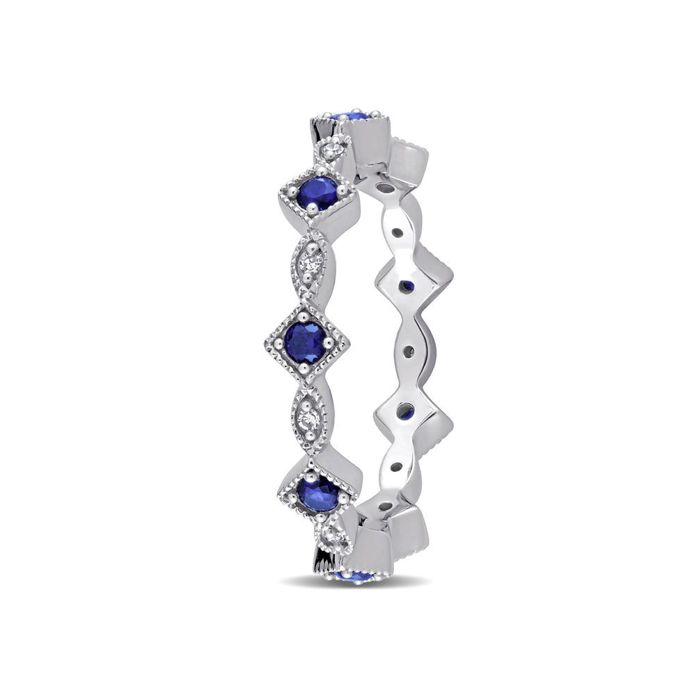 3/8 Carat (ctw) Lab-Created Blue Sapphire Eternity Band Ring in 10K White Gold Image 2