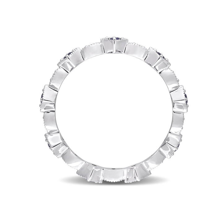 3/8 Carat (ctw) Lab-Created Blue Sapphire Eternity Band Ring in 10K White Gold Image 4