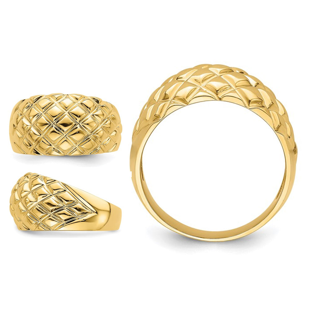 14K Yellow Gold Polished Basket Weave Pattern Ring (SIZE 7) Image 4