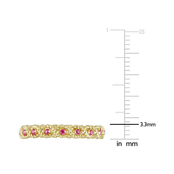 1/5 Carat (ctw) Lab-Created Ruby Eternity Band Ring in 10K Yellow Gold Image 3