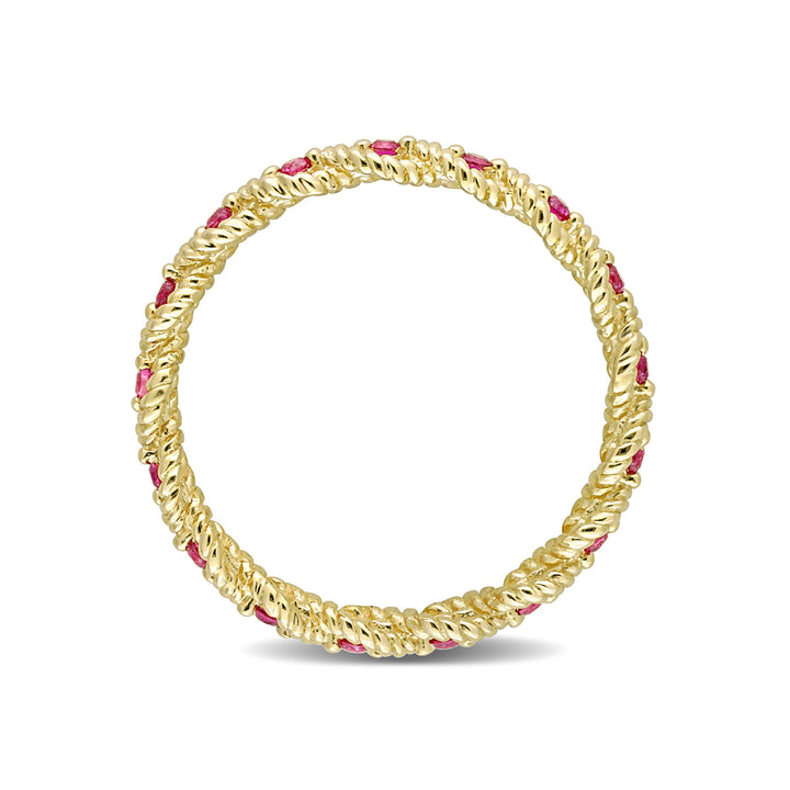1/5 Carat (ctw) Lab-Created Ruby Eternity Band Ring in 10K Yellow Gold Image 4