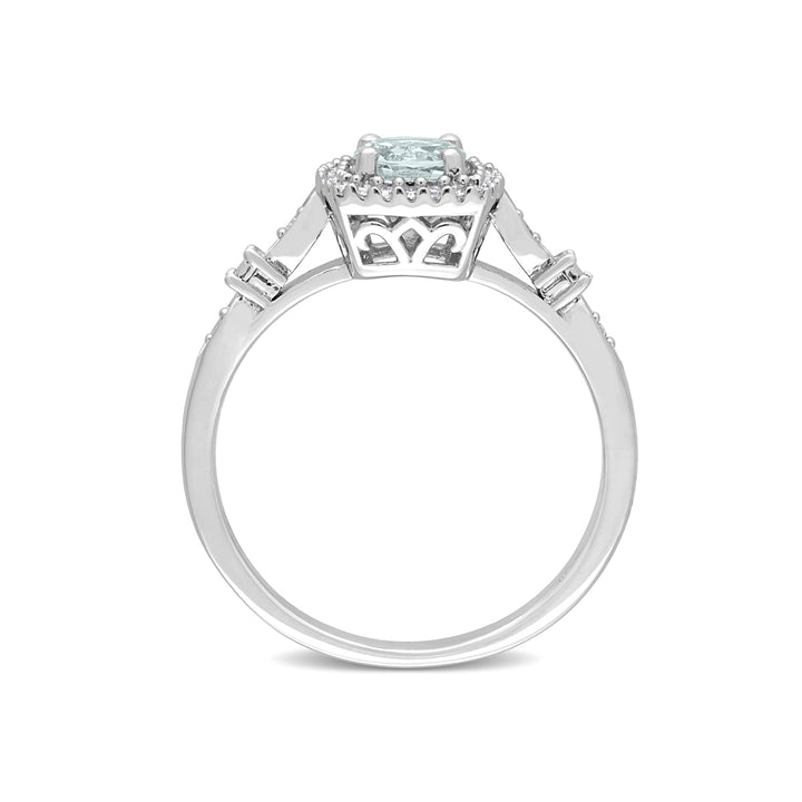 2/5 Carat (ctw) Aquamarine Ring in Sterling Silver with Diamonds Image 3