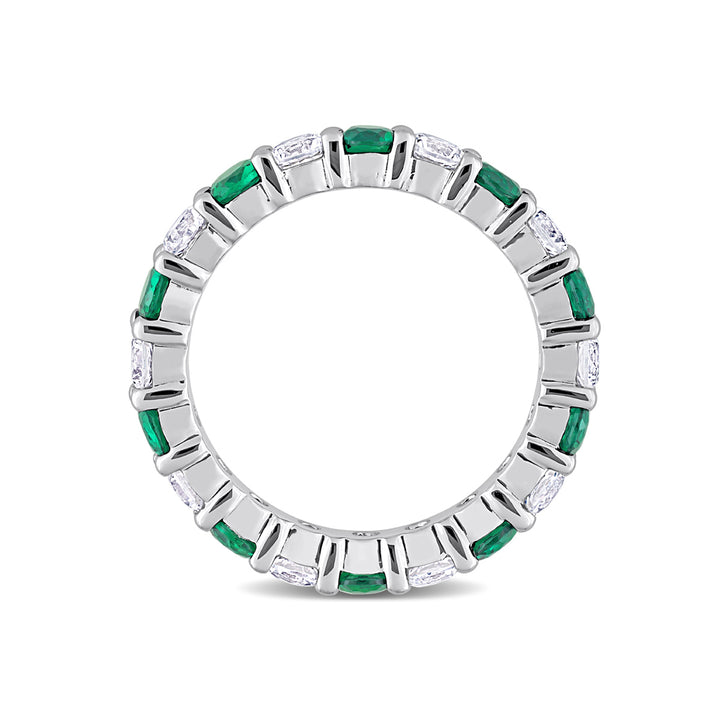 3.20 Carat (ctw) Lab-Created Emerald and White Sapphire Eternity Band Ring in Sterling Silver Image 4