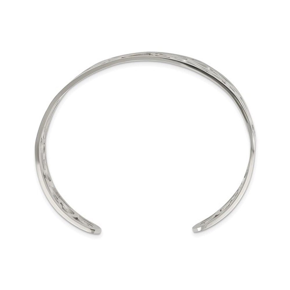 Polished Stainless Steel Hearts Cuff Bangle Bracelet Image 3