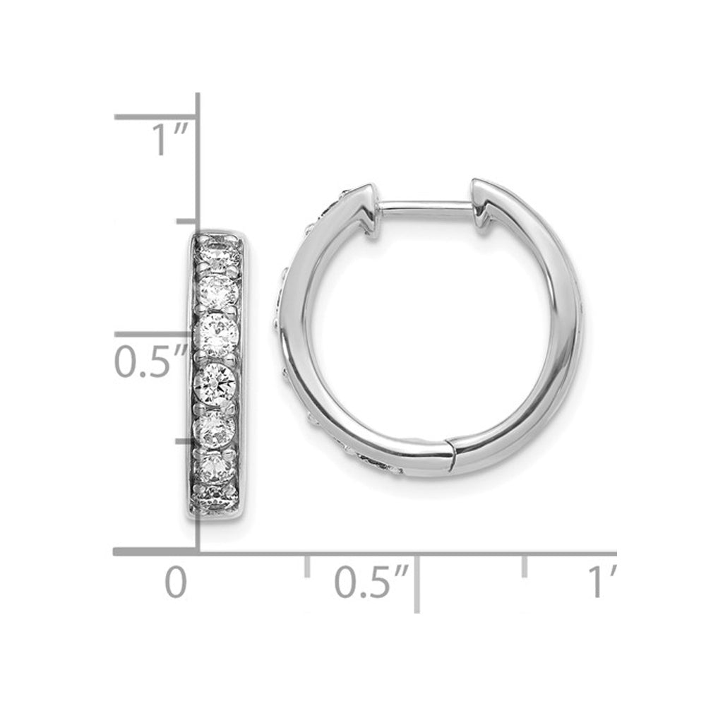 1.00 Carat (ctw) Diamond Hoop Earrings in 10K White Gold Image 3