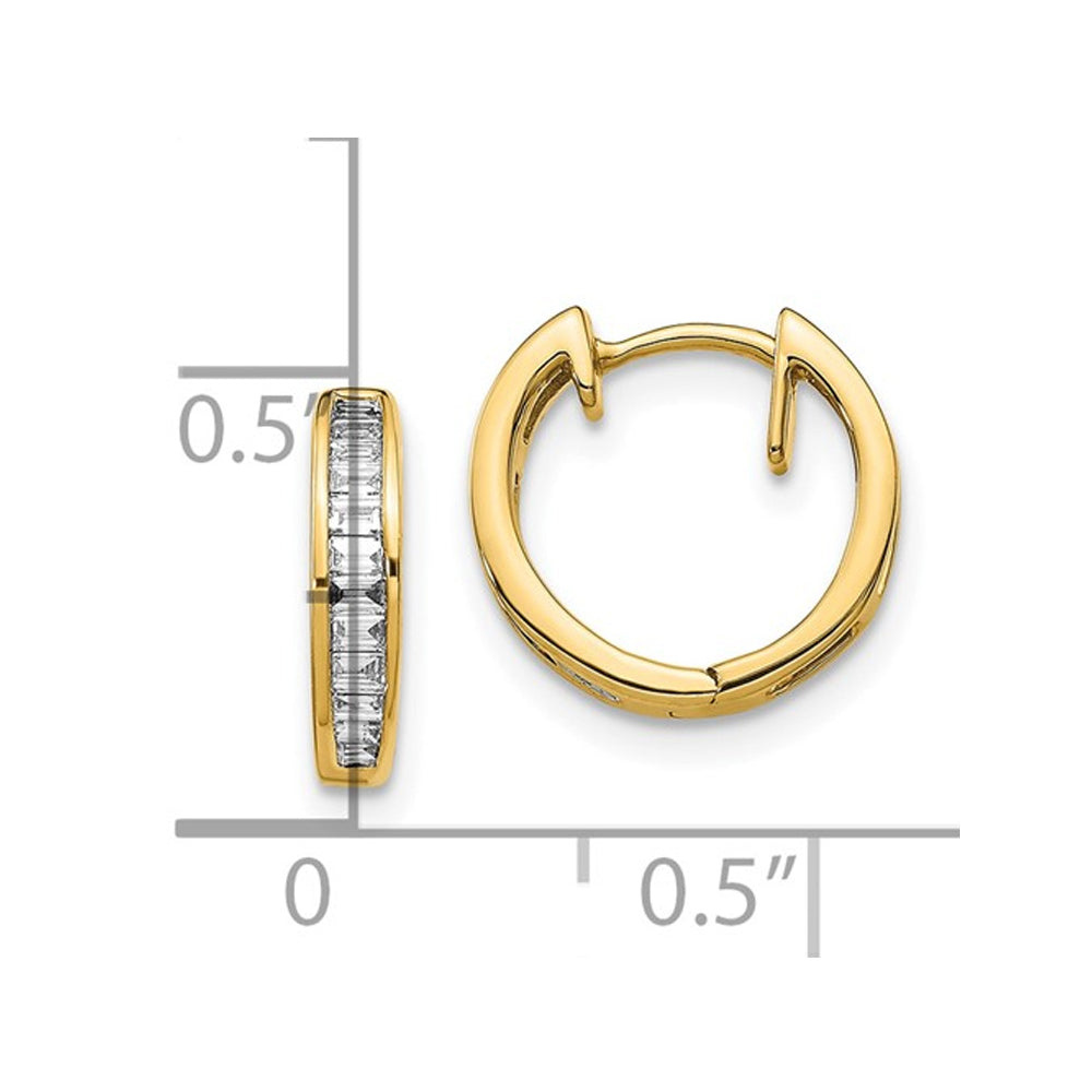 1/5 Carat (ctw) Baguette Diamond Hoop Earrings in 10K Yellow Gold Image 4
