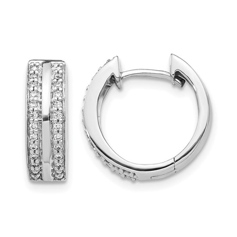 1/5 Carat (ctw) Diamond 2-Row Huggy Hoop Earrings in 10K White Gold Image 1
