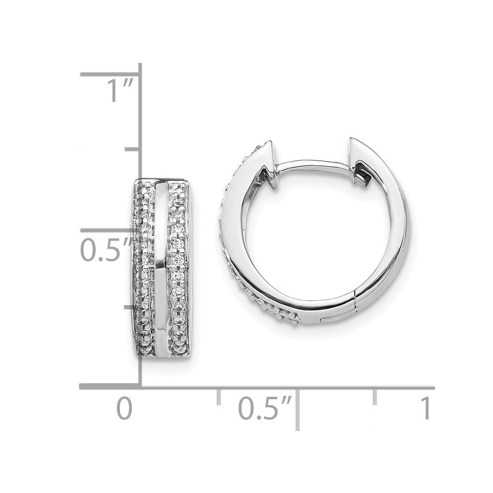 1/5 Carat (ctw) Diamond 2-Row Huggy Hoop Earrings in 10K White Gold Image 3