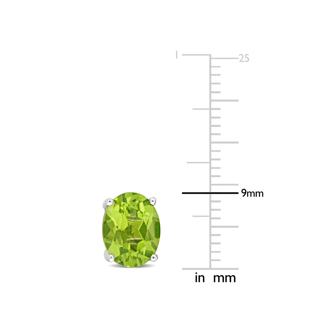 3.80 Carat (ctw) Peridot Oval Stud Earrings in Sterling Silver Image 3