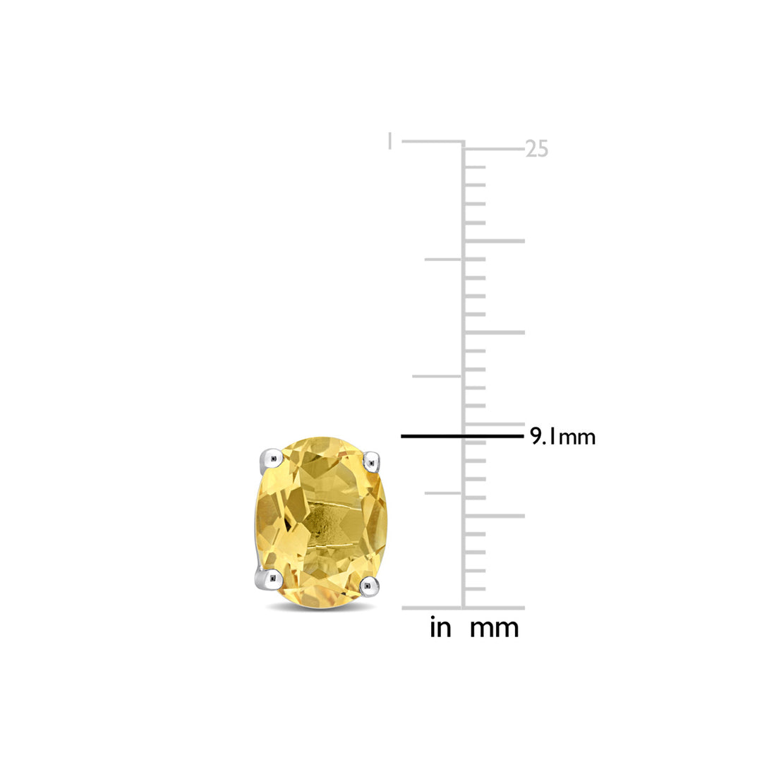 3.30 Carat (ctw) Citrine Oval Stud Earrings in Sterling Silver Image 3