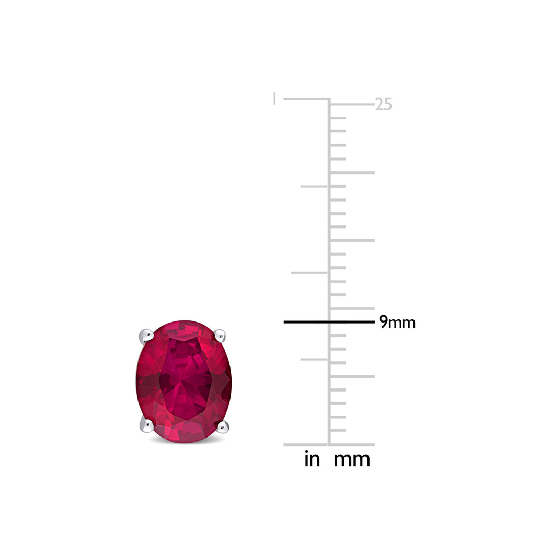 5.90 Carat (ctw) Lab-Created Ruby Oval Stud Earrings in Sterling Silver Image 3