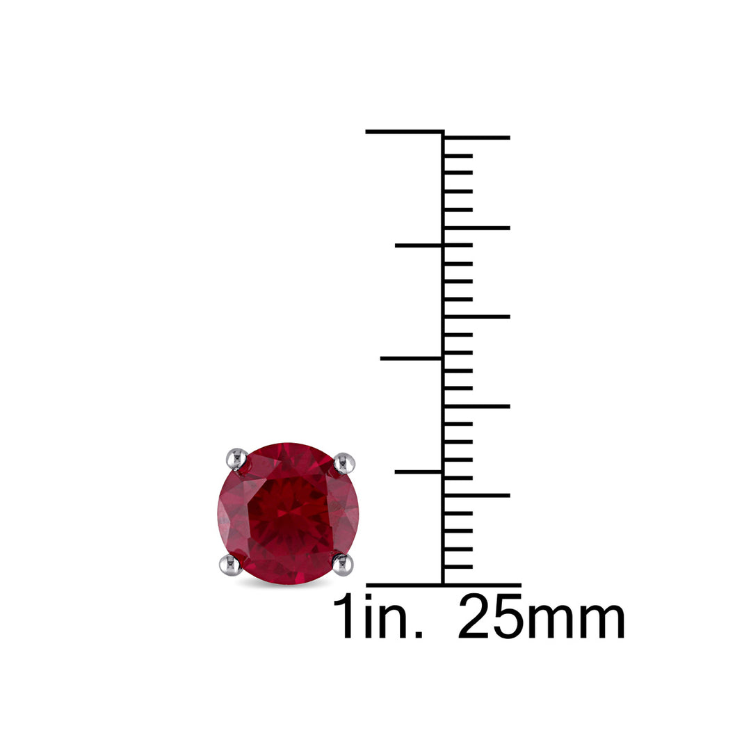 4.80 Carat (ctw) Lab-Created Round Ruby Solitaire Earrings in Sterling Silver (8mm) Image 3