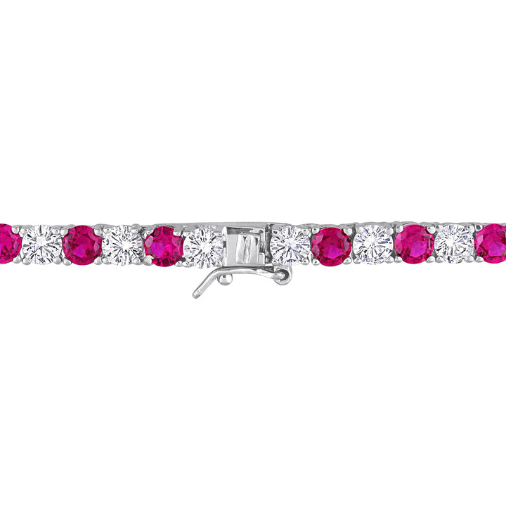 47 Carat (ctw) Lab-Created Ruby and White Sapphire Bracelet and Necklace in Sterling Silver Image 4