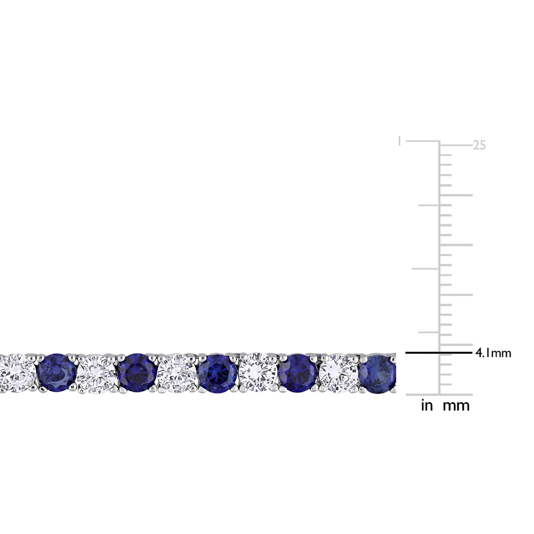 47 Carat (ctw) Lab-Created Blue and White Sapphire Bracelet Necklace Set in Sterling Silver Image 4