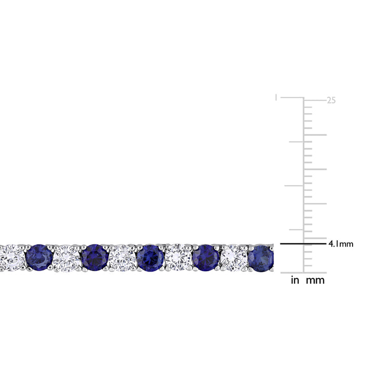 47 Carat (ctw) Lab-Created Blue and White Sapphire Bracelet Necklace Set in Sterling Silver Image 4