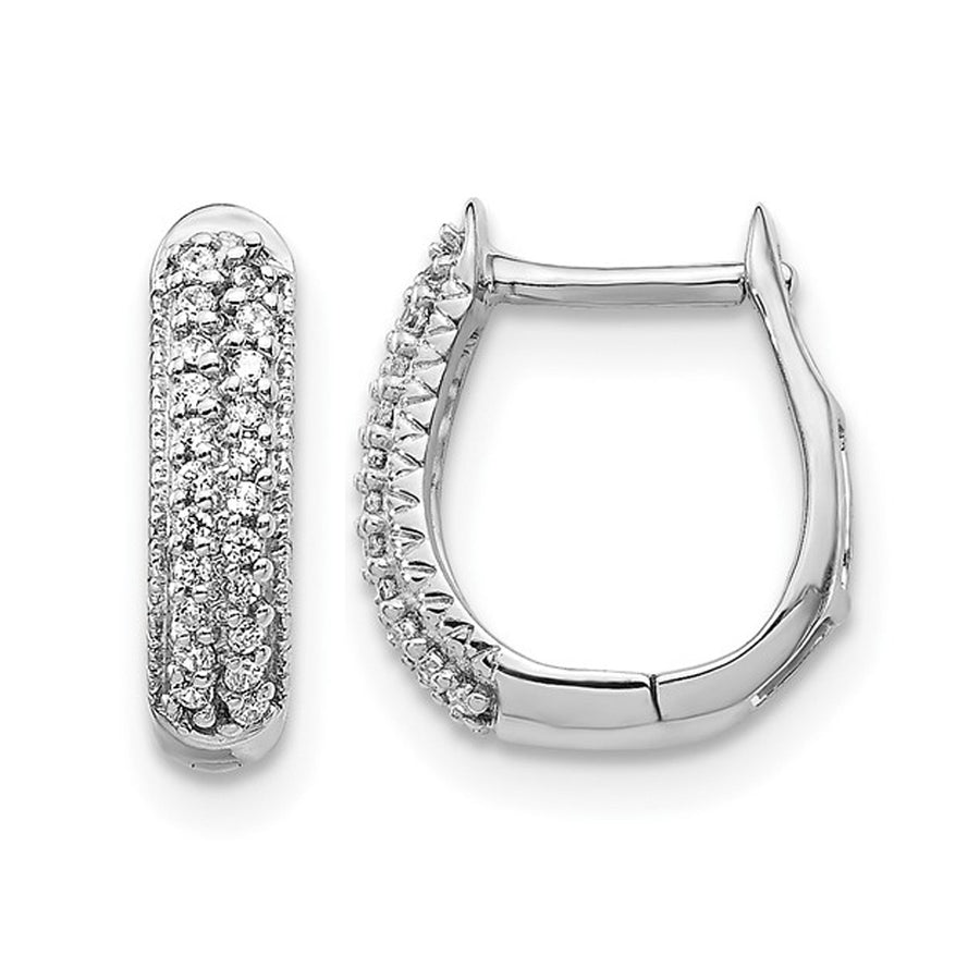 1/7 Carat (ctw) Diamond Huggy Hoop Earrings in 10K White Gold Image 1