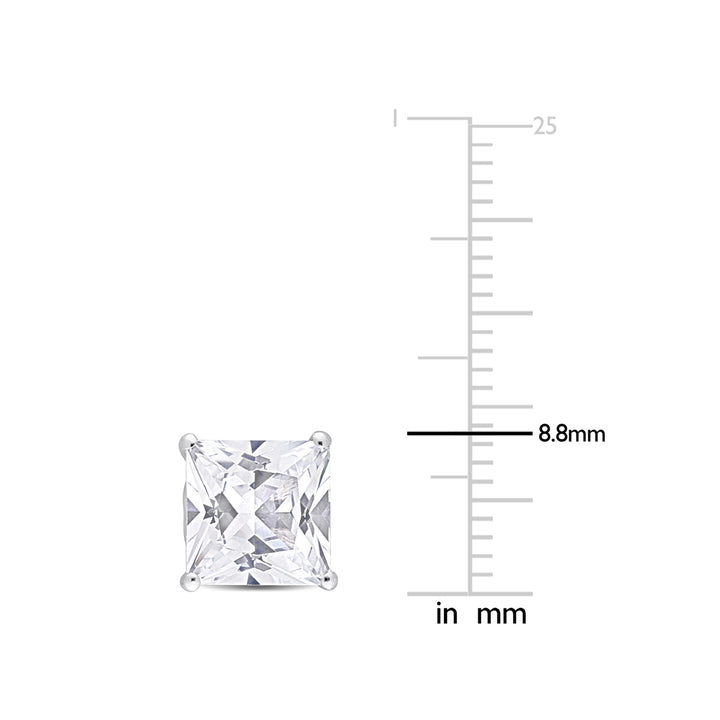 6.10 Carat (ctw) Lab-Created White Sapphire Square Solitaire Earrings in Sterling Silver (8mm) Image 3