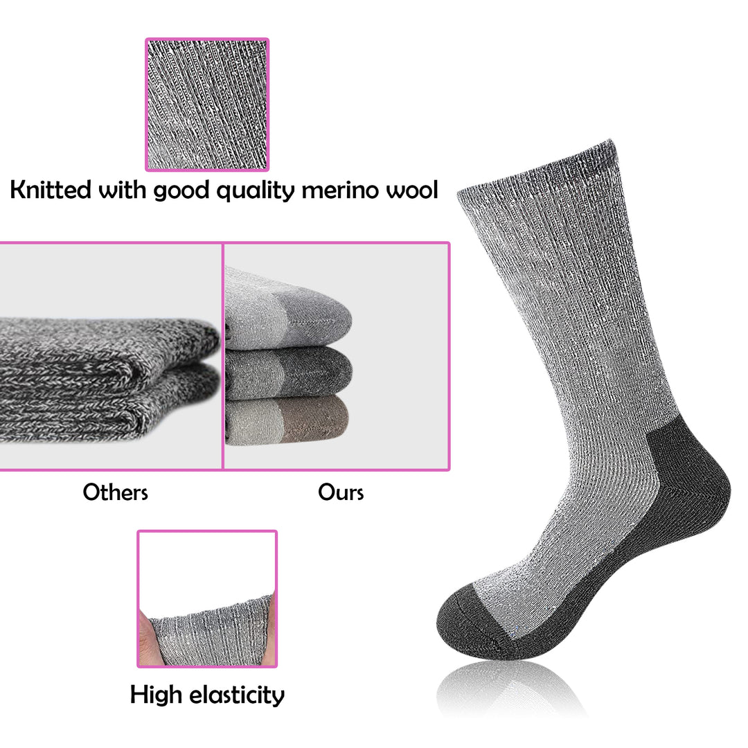 5-Pairs: Mens Warm Thick Merino Lamb Wool Socks for Winter Cold Weathers Image 4