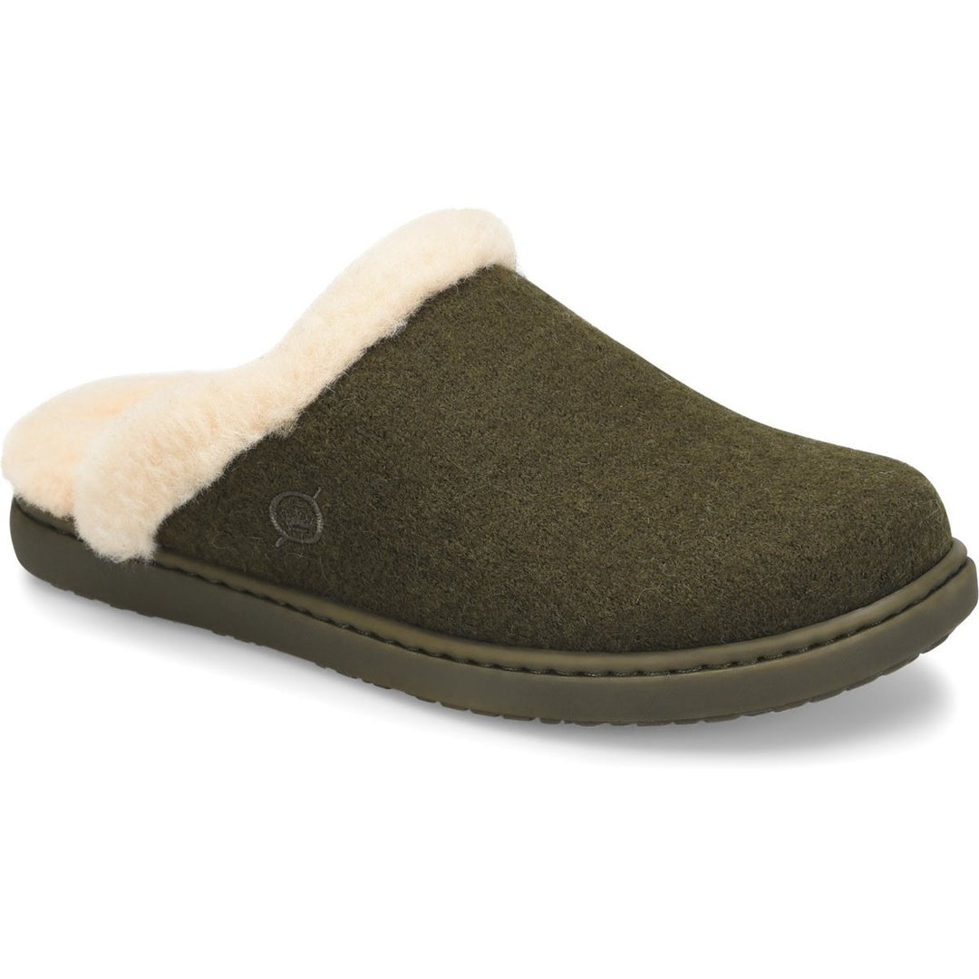 Born Womens Zoe Slipper Dark Military Wool Clog Green BR0025495 Shearling Image 1