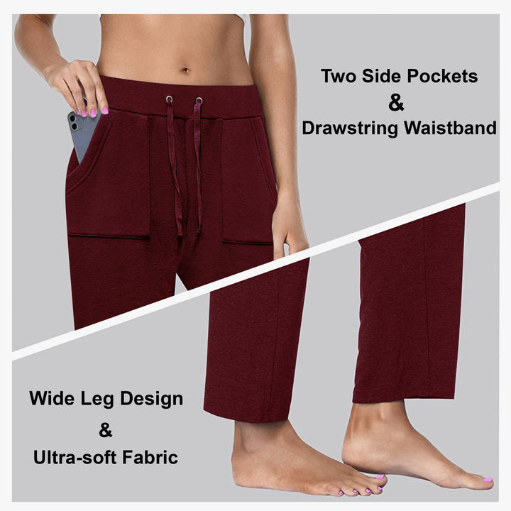 Womens Fleece Lined Pants with Pockets Elastic Waistband Cozy Sweatpants Image 3