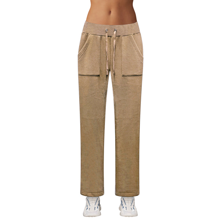 Womens Fleece Lined Pants with Pockets Elastic Waistband Cozy Sweatpants Image 6