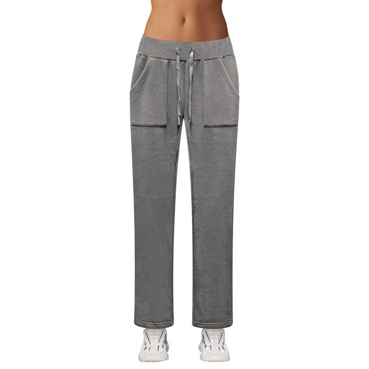 Womens Fleece Lined Pants with Pockets Elastic Waistband Cozy Sweatpants Image 7