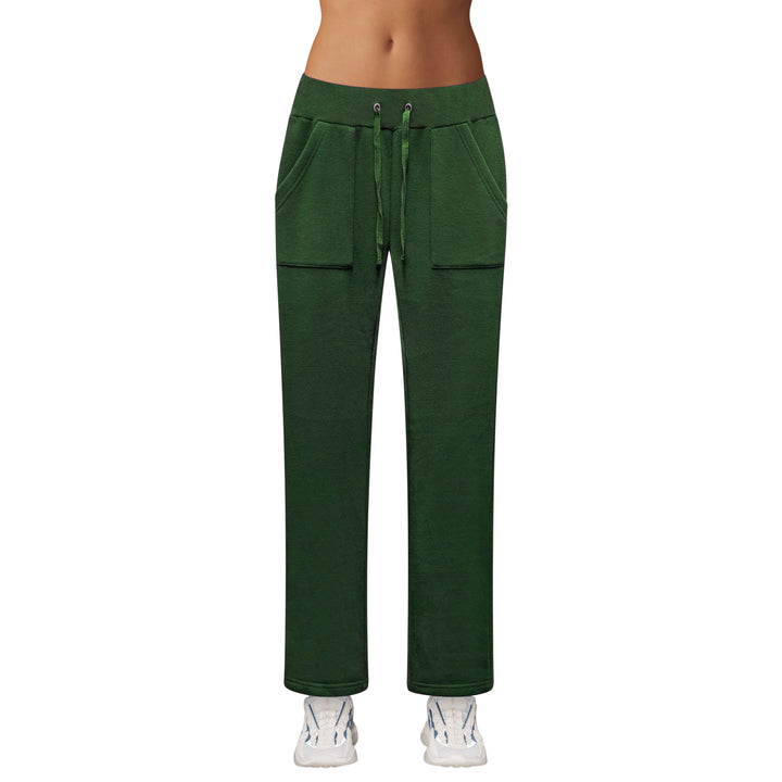 Womens Fleece Lined Pants with Pockets Elastic Waistband Cozy Sweatpants Image 8