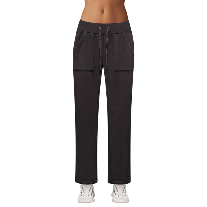 Womens Fleece Lined Pants with Pockets Elastic Waistband Cozy Sweatpants Image 9