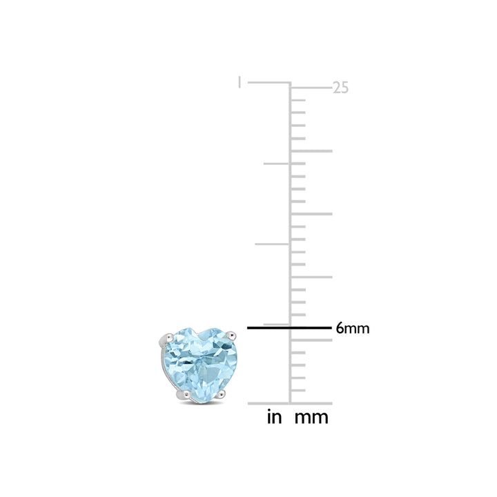 1.95 Carat (ctw) Blue Topaz Heart Stud Earrings in Sterling Silver Image 4