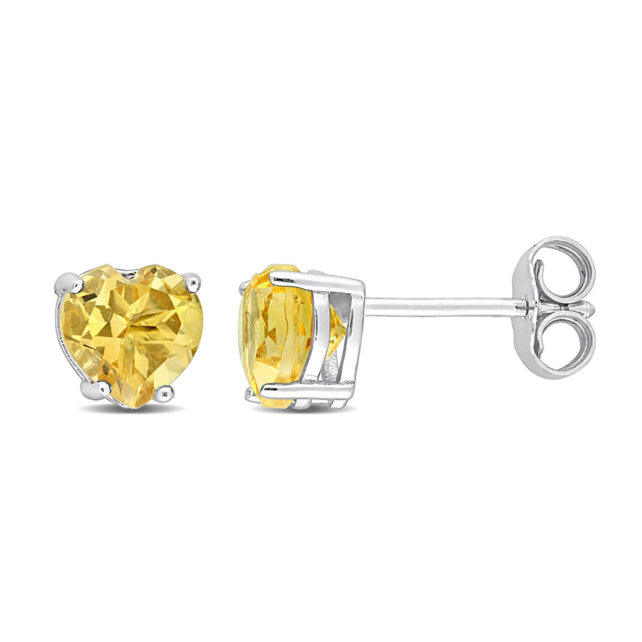 1.44 Carat (ctw) Citrine Heart Stud Earrings in Sterling Silver Image 1