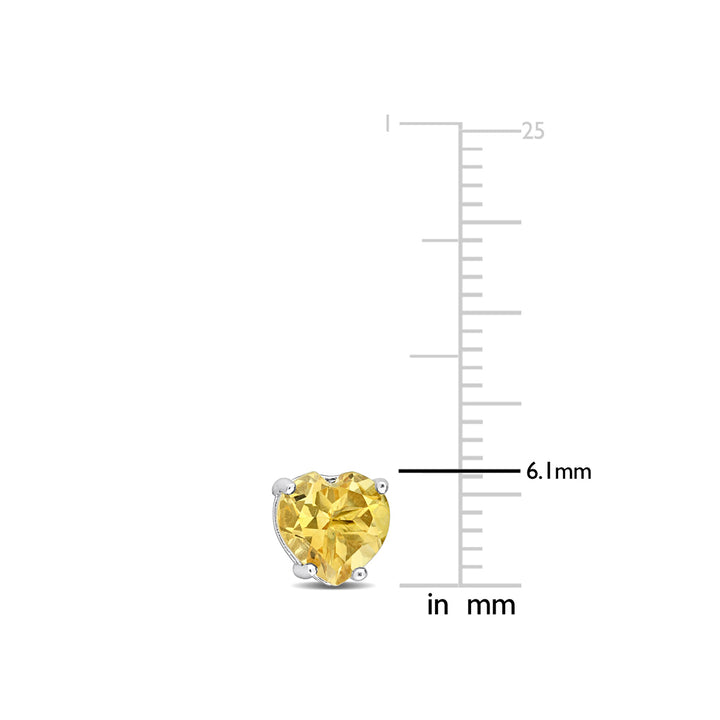 1.44 Carat (ctw) Citrine Heart Stud Earrings in Sterling Silver Image 3