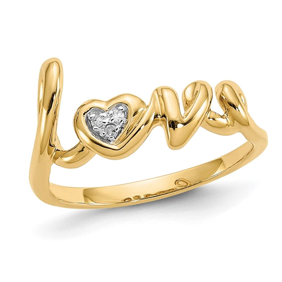 10K Yellow Gold LOVE Ring with Diamond Accent (Size 7) Image 1